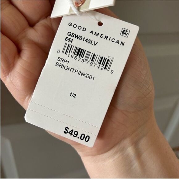 Good American NWT Always Fits One Shoulder Bikini in Bright Pink Size S/M - Picture 9 of 9